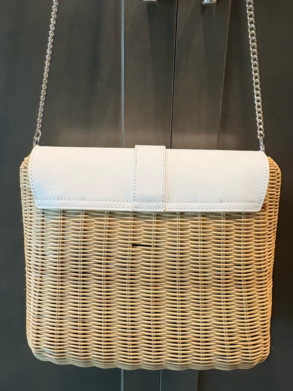 Talbots White Leather and Rattan Shoulder Bag - Picture 11 of 16